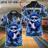 BlueJose Bowling And Pins Neon Cool Panda Customized Name, Team Name 3D Shirt (4 Colors)