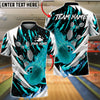 BlueJose Bowling And Pins Flaming Strike Lightning Silver Customized Name, Team Name 3D Shirt (4 Colors)