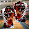BlueJose Bowling And Pins Flaming Strike Lightning Silver Customized Name, Team Name 3D Shirt (4 Colors)