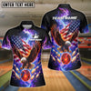 BlueJose Bowling Eagle American Flag Purple Smoke Explosion Customized Name, Team Name 3D Shirt