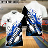 BlueJose Bowling And Pins Flame Strike Customized Name, Team Name 3D Shirt (4 Colors)
