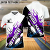 BlueJose Bowling And Pins Flame Strike Customized Name, Team Name 3D Shirt (4 Colors)