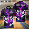 BlueJose Bowling And Pins Galaxy Thunder Lightning Pattern Customized Name, Team Name 3D Shirt (4 Colors)