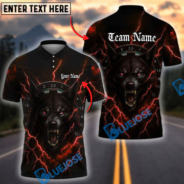 BlueJose Darts Wolf Thunder Dartboard Personalized Name, Team Name Shirt (4 Colors)