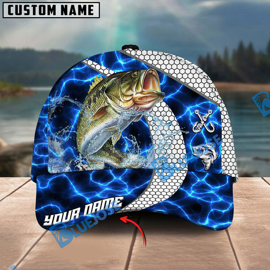 BlueJose Fishing Electric Water Hexagon Personalized Name Classic 3D Cap Personalized Cap (13 Breeds)
