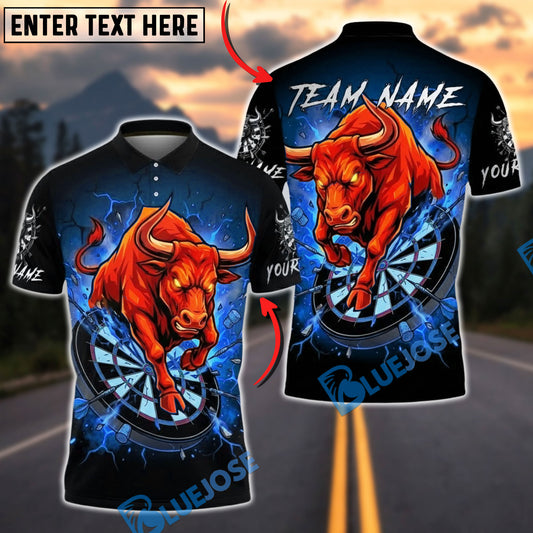 BlueJose Darts Charging Bull Explosion Dartboard Multicolor Options Personalized Name Shirt (4 Colors)