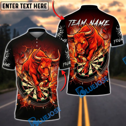 BlueJose Darts Charging Bull Explosion Dartboard Multicolor Options Personalized Name Shirt (4 Colors)