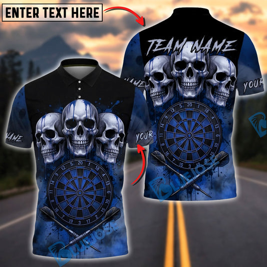 BlueJose Darts Triple Skull Dark Blood Multicolor Options Personalized Name Shirt (4 Colors)