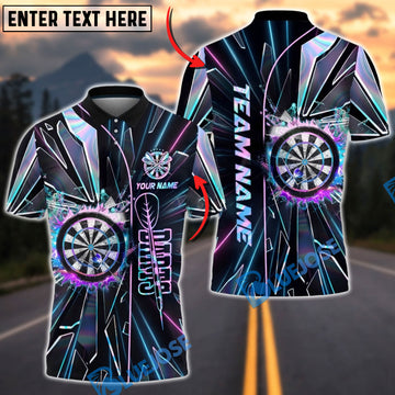 BlueJose Darts Cyber Neon Impact Dartboard Multicolor Options Personalized Name Shirt (4 Colors)