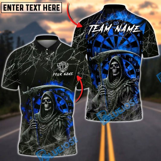 BlueJose Darts Grim Reaper Death Web Dartboard Multicolor Options Personalized Name Shirt (4 Colors)