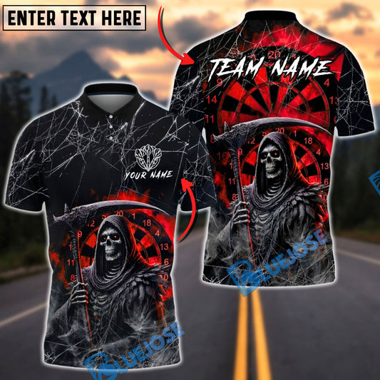 BlueJose Darts Grim Reaper Death Web Dartboard Multicolor Options Personalized Name Shirt (4 Colors)
