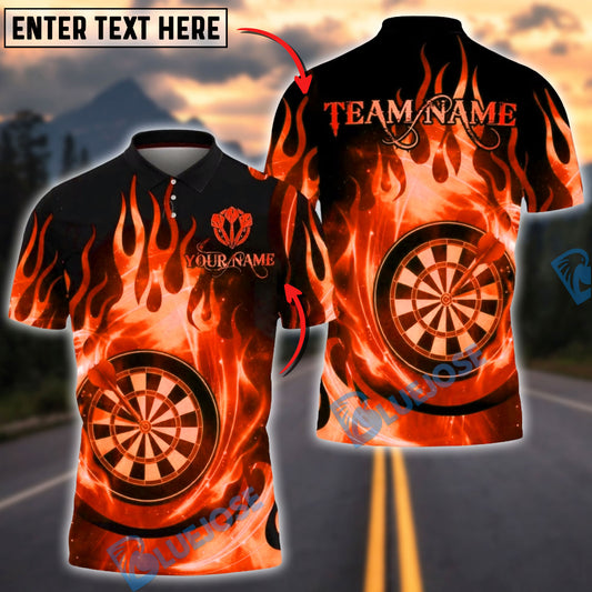 BlueJose Darts Flame Vortex Dartboard Multicolor Options Personalized Name Shirt (6 Colors)