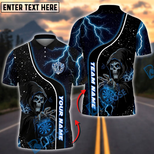 BlueJose Darts Lightning Grim Reaper Dartboard Multicolor Options Personalized Name Shirt (4 Colors)