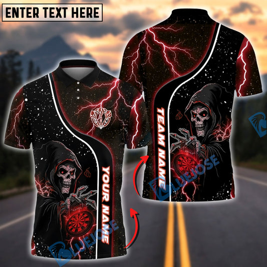 BlueJose Darts Lightning Grim Reaper Dartboard Multicolor Options Personalized Name Shirt (4 Colors)