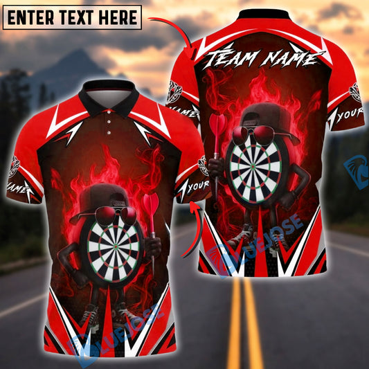 BlueJose Darts Cool Dartboard Character Flame Multicolor Options Personalized Name Shirt (6 Colors)