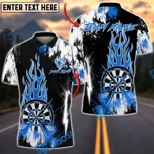 BlueJose Darts Abstract Flame Multicolor Options Personalized Name Shirt (4 Colors)