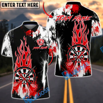 BlueJose Darts Abstract Flame Multicolor Options Personalized Name Shirt (4 Colors)