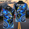 BlueJose Darts Angry Wolf Fire Lightning Personalized Name, Team Name Unisex Shirt (4 Colors)