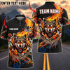 BlueJose Darts Angry Wolf Fire Flames Hole Torn Effect Personalized Name, Team Name Unisex Shirt (4 Colors)