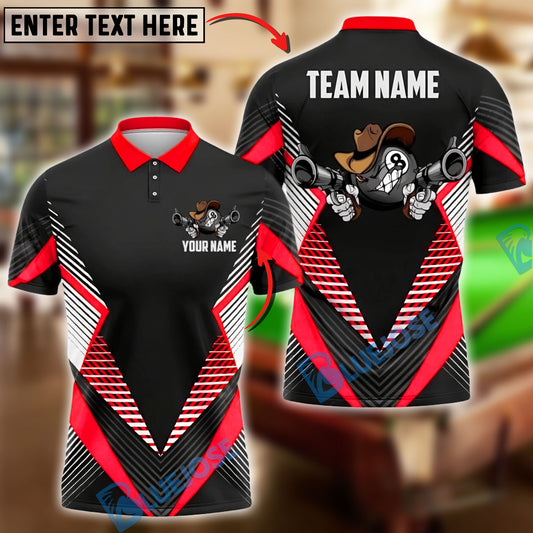 BlueJose Billiards Ball 8 Funny Cowboy Gunslinger Personalized Name, Team Name Unisex Shirt (6 Colors)