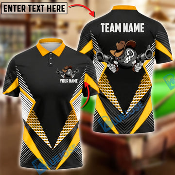 BlueJose Billiards Ball 8 Funny Cowboy Gunslinger Personalized Name, Team Name Unisex Shirt (6 Colors)