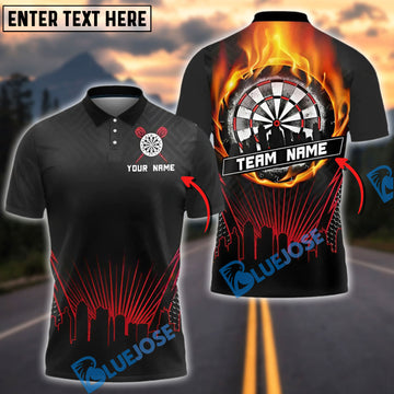 BlueJose Darts City Fire Ring Personalized Name, Team Name Shirt (4 Colors)