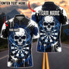 BlueJose Darts Skull Smoke Flame Dartboard Splatter BrushPersonalized Name, Team Name Unisex Shirt (4 Colors)