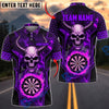 BlueJose Darts Horned Devil Skull Flame Glowing Dartboard Ring Personalized Name, Team Name Unisex Shirt (4 Colors)