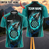 BlueJose Darts Howling Lone Wolf Flame Glowing Dartboard Aura Personalized Name, Team Name Unisex Shirt (4 Colors)