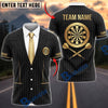 BlueJose Darts Pinstripe Business Suit Necktie Dartboard Crest Personalized Name, Team Name Unisex Shirt (6 Colors)