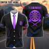 BlueJose Darts Pinstripe Business Suit Necktie Dartboard Crest Personalized Name, Team Name Unisex Shirt (6 Colors)