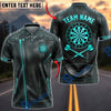 BlueJose Darts Black Leather Biker Zipper Jacket Accents Dartboard Personalized Name, Team Name Unisex Shirt (6 Colors)