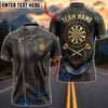BlueJose Darts Black Leather Biker Zipper Jacket Accents Dartboard Personalized Name, Team Name Unisex Shirt (6 Colors)