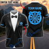 BlueJose Darts Classic Tuxedo Suit Bow Tie Dartboard Badge Personalized Name, Team Name Unisex Shirt (6 Colors)