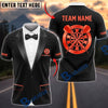 BlueJose Darts Classic Tuxedo Suit Bow Tie Dartboard Badge Personalized Name, Team Name Unisex Shirt (6 Colors)