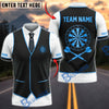 BlueJose Darts Formal Vest Necktie Layered Suit Dartboard Crest Personalized Name, Team Name Unisex Shirt (6 Colors)