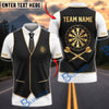 BlueJose Darts Formal Vest Necktie Layered Suit Dartboard Crest Personalized Name, Team Name Unisex Shirt (6 Colors)