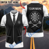 BlueJose Darts Formal Vest Necktie Layered Suit Dartboard Crest Personalized Name, Team Name Unisex Shirt (6 Colors)