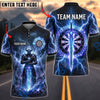 BlueJose Darts Armored Knight Lightning Magic Sword Rune Circle Dartboard Personalized Name, Team Name Unisex Shirt (4 Colors)