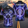 BlueJose Darts Armored Knight Lightning Magic Sword Rune Circle Dartboard Personalized Name, Team Name Unisex Shirt (4 Colors)