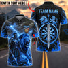 BlueJose Darts Warrior Fire Lightning Lion Sword Gold Dartboard Personalized Name, Team Name Unisex Shirt (4 Colors)