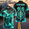 BlueJose Darts Warrior Fire Lightning Lion Sword Gold Dartboard Personalized Name, Team Name Unisex Shirt (4 Colors)