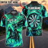 BlueJose Darts Grim Reaper Skeleton Rider Fire Flames Lightning Dartboard Personalized Name, Team Name Unisex Shirt (4 Colors)