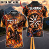 BlueJose Darts Grim Reaper Skeleton Rider Fire Flames Lightning Dartboard Personalized Name, Team Name Unisex Shirt (4 Colors)