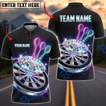 BlueJose Darts Glowing Neon Holographic Dartboard Smoke Splatter Personalized Name Shirt