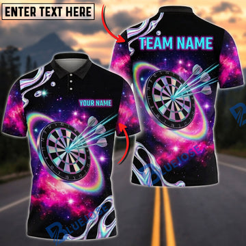 BlueJose Darts Galaxy Cosmic Space Neon Holographic Dartboard Orbit Personalized Name Shirt