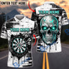 BlueJose Darts Glowing Eyes Skull Paint Drip Grunge Personalized Name, Team Name Unisex Shirt (4 Colors)