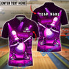 BlueJose Bowling And Pins Neon Party Pin Dabbing Style Customized Name, Team Name 3D Shirt (4 Colors)