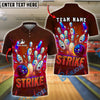 BlueJose Bowling And Pins Angry Ball Strike Explosion Style Customized Name, Team Name 3D Shirt (4 Colors)