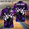 BlueJose Bowling And Pins Impact Black Shatter Customized Name, Team Name 3D Shirt (4 Colors)